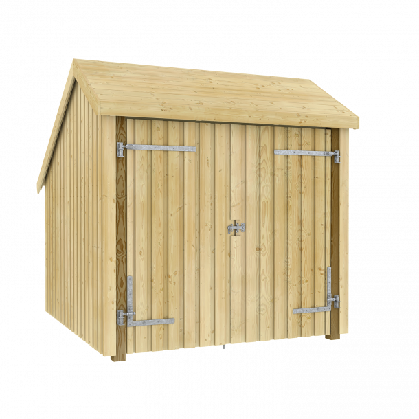 Plus Cykelskur inkl. dobbeltdr Udv. grundml: BxLxH 229x291x248/250 cm