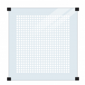 Plus Glashegn m/silketryk inkl. 4 runde beslag 90x91 cm
