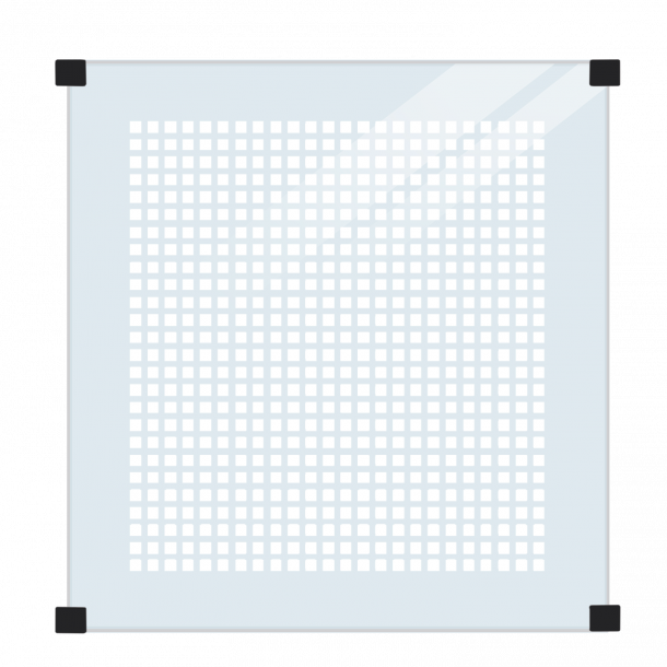 Plus Glashegn m/silketryk inkl. 4 runde beslag 90x91 cm
