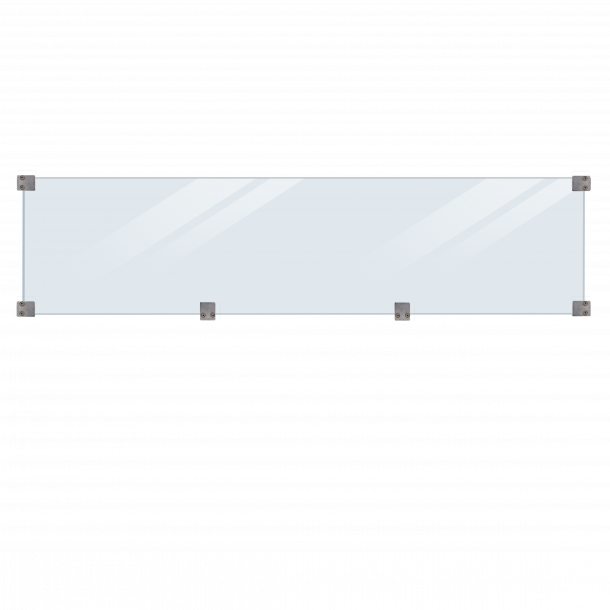 Plus Hrdet 6 mm Klart glas til Plank/Klink 174x44,6 cm inkl. glasbeslag og -liste