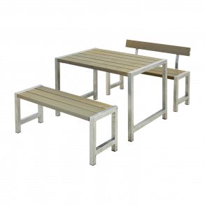 Plus Cafe Plankest Bestr af:  Bord og 2 bnke + 1 Rygln