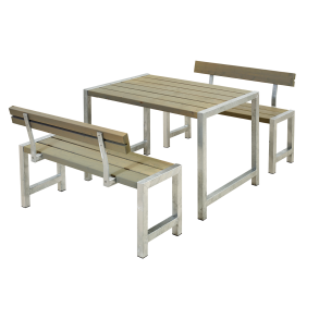 Plus Cafe Plankest Bestr af:  Bord og 2 Bnke + 2 Rygln