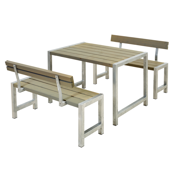 Plus Cafe Plankest Bestr af:  Bord og 2 Bnke + 2 Rygln