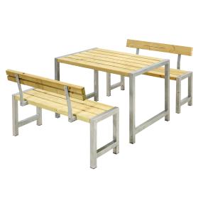 Plus Cafe Plankest Bestr af:  Bord og 2 Bnke + 2 Rygln