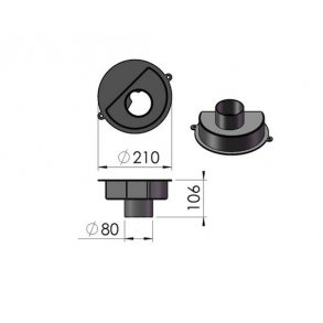 Ekstern forbrndningsluftstuds 80mm