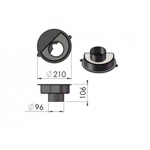 Ekstern forbrndningsluftstuds 100mm