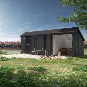 Plus Multi Havehus 3-moduler m/dobbeltdr - 15,5 m² ubehandlet