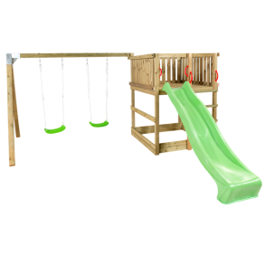 PLUS Play Legetrn inkl. gyngestativ grn rutsjebane og gyngesder