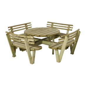 Rundt Bord/Bnkest m/rygln - 237 cm - Trykimprgneret