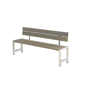 Plus Plankebnk m/rygln - 176 cm - Grbrun