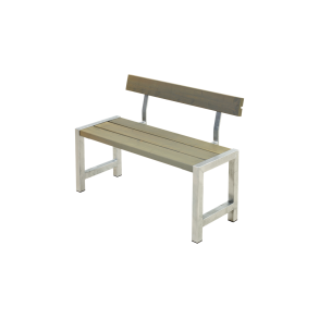 Plus Café Plankebnk m/rygln - 127 cm - Grbrun