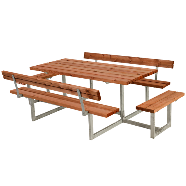 Plus Basic Bord/Bnkest m/2 rygln og 2 pbygninger - 260 cm - Teak