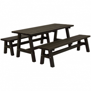 Country Plankest - 177 cm - Bord og 2 Bnke - Sort