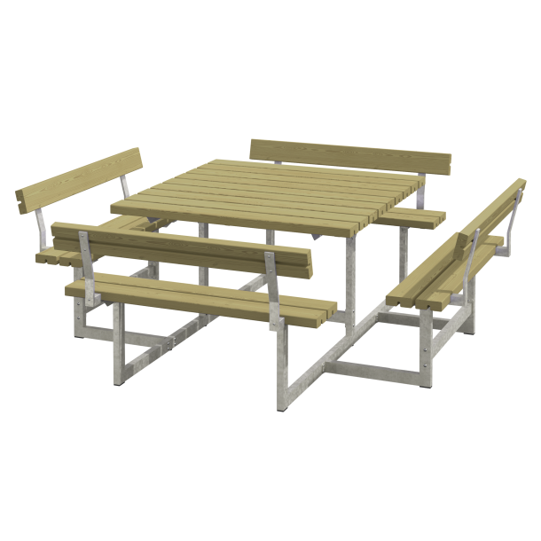 Picnic Bord/Bnkest m/4 rygln - 224 cm - Trykimprgneret