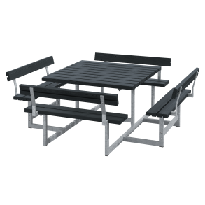 Picnic Bord/Bnkest m/4 rygln - 224 cm - Sort