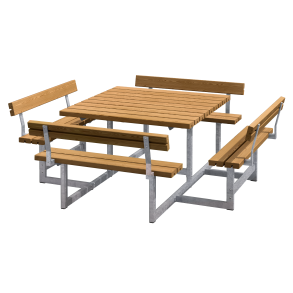 Picnic Bord/Bnkest m/4 rygln - 224 cm - Grundmalet Teak