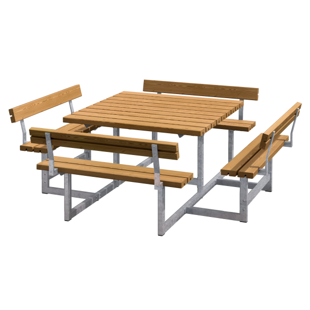 Picnic Bord/Bnkest m/4 rygln - 224 cm - Grundmalet Teak
