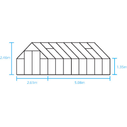 Halls drivhus QUBE 816 sort m 3mm hrdet glas