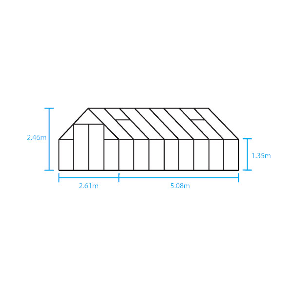 Halls drivhus QUBE 816 sort m 3mm hrdet glas