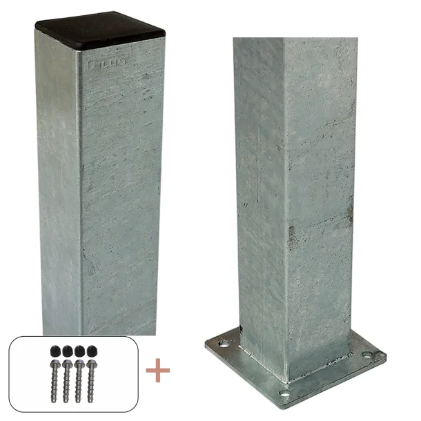 PLUS Stlstolpe m/fod 8x8x96CM Varmgalvaniseret