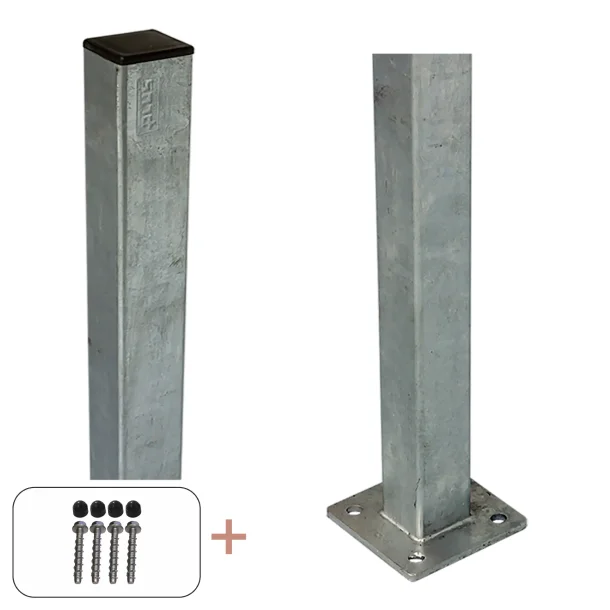 Stlstolpe m/fod 4,54,596 cm - m/stolpeafdkning/bolte