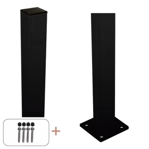 PLUS Stlstolpe m/fod Sort RAL 9005     4,5x4,5x96CM