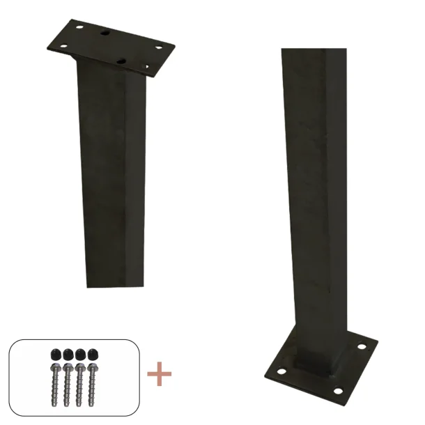 PLUS Stlstolpe m/fod Sort RAL9005   4,5x4,5x103,3CM
