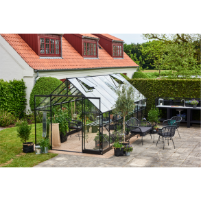 Halls drivhus QUBE 816 sort m 3mm hrdet glas