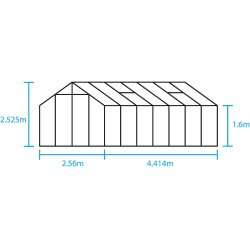 Halls Blockley drivhus 814 + FUNDAMENT m 3mm hrdet glas