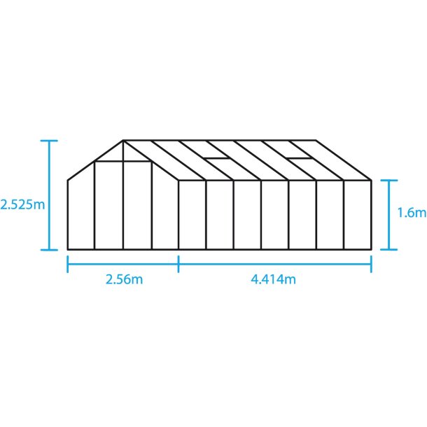 Halls Blockley drivhus 814 + FUNDAMENT m 3mm hrdet glas