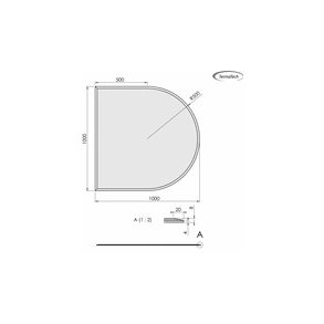 Glasplade m. facet 8mm Halvrund A:1000 x B:1000