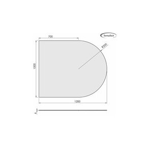 Glasplade 6mm Halvrund A:1000 x B:1200