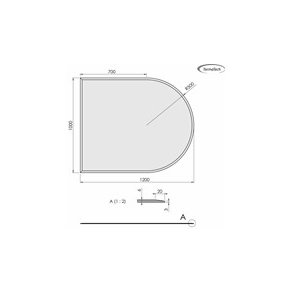 Glasplade m. facet 6mm Halvrund A:1000 x B:1200