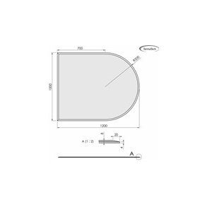 Glasplade m. facet 8mm Halvrund A:1000 x B:1200