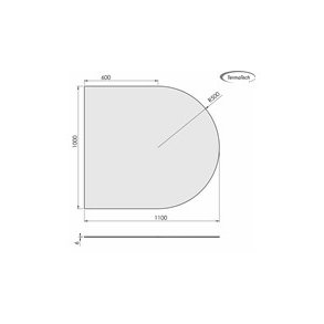 Glasplade 6mm Halvrund A:1000 x B:1100