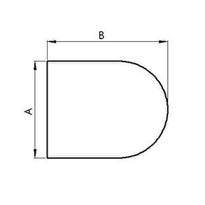 Glasplade 6mm Halvrund A:1200 x B:1200