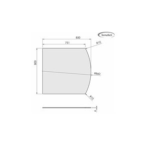 Gulvplade flad bue 800x850mm