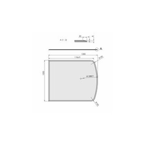 Glasplade m. facet 8mm Flad bue A:1000 x B:1200