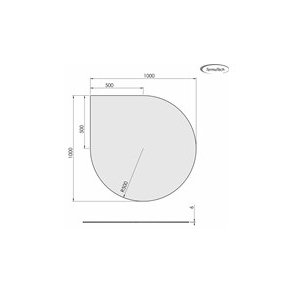 Glasplade 6mm Drbe A:1000 x B:1000 (C:500 Dia:1207)