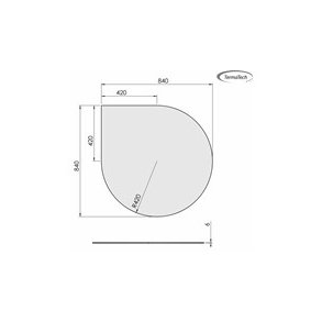 Glasplade 6mm Drbe A:840 x B:840 (C:420 Dia:1014)