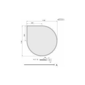 Glasplade m. facet 6mm Drbe A:1100 x B:1100 (C:550 Dia:1327)