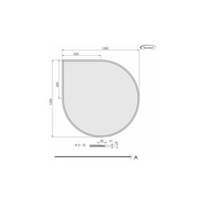 Glasplade m. facet 6mm Drbe A:1250 x B:1250 (C:625 Dia:1508)