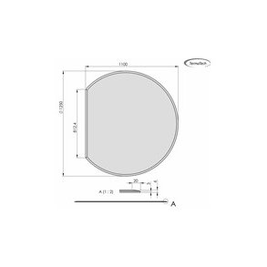 Glasplade m. facet 6mm Cirkel afskret A:1250 x B:1100 (C:812)