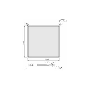 Glasplade m. facet 6mm Firkantet A:1000 x B:1000 (A:Afr. hjrner R20)