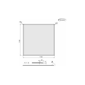 Glasplade m. facet 6mm Firkantet A:1100 x B:1100 (A:Afr. hjrner R20)
