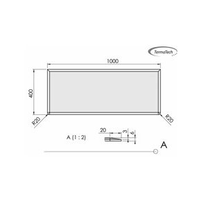 Glasplade m. facet 6mm Firkantet A:400 x B:1000 (B:Afr. hjrner R20)