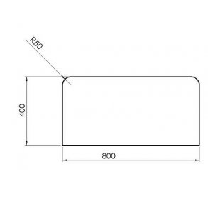 Glasplade 6mm Firkantet A:400 x B:800 (B:Afr. hjrner R20)