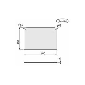 Glasplade 6mm Firkantet A:400 x B:600 (B:Afr. hjrner R20)