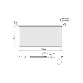 Glasplade m. facet 6mm Firkantet A:500 x B:1000 (B:Afr. hjrner R20)