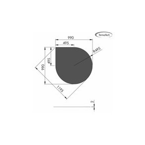 Stlplade 2mm Drbe A:1000 x B:1000 (C:500 Dia:1200)
